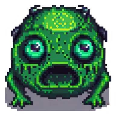 green slime monster with eyes sticker