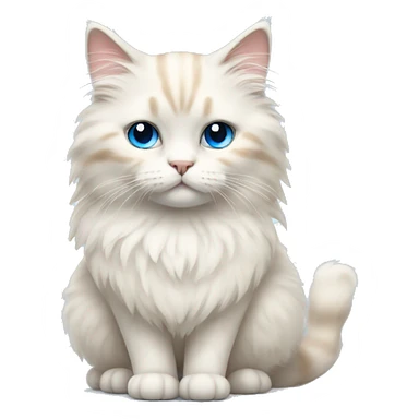 White and beige fluffy cat with blue eyes  sticker