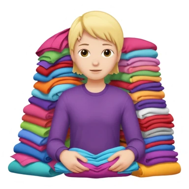 person with a pile of clothes sticker
