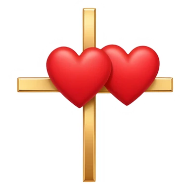 TWO red  hearts around a simple gold cross  sticker
