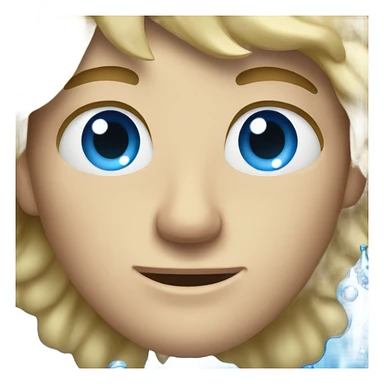 Blonde blue eyed man covered in water sticker