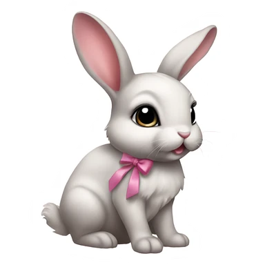 Baby bunny with coquette bow on ear sticker