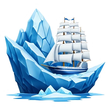 A ship moving past an iceberg sticker