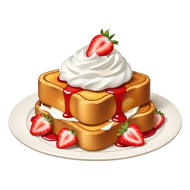 French toast with strawberry on top and whipped cream sticker