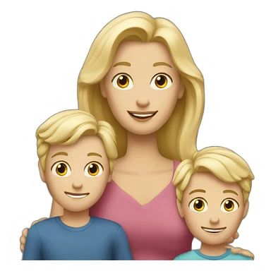 blond mother with two blond boys sticker