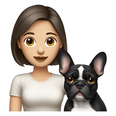 Brunette with French bulldog sticker