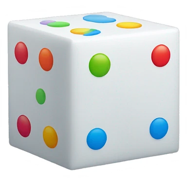 1 withe cube with a coloured dot on every side sticker