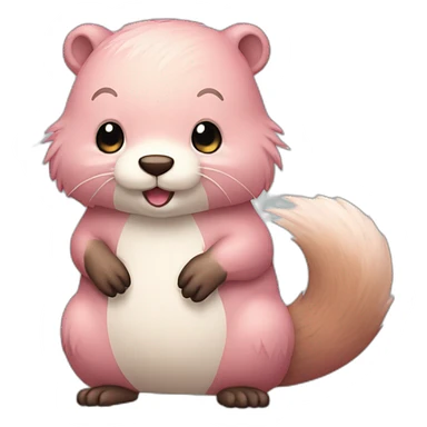 light-pink-fur-kawaii-beaver-with-big-tail sticker