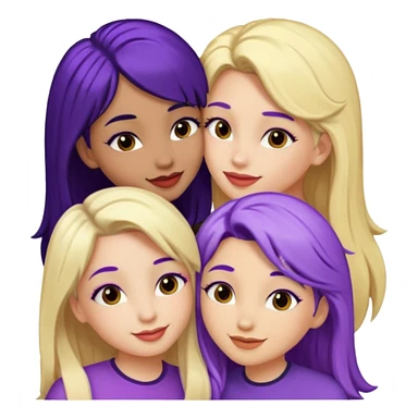 3 girls kissing one blonde one black hair one purple hair  sticker