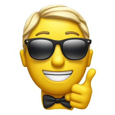 Yellow emoji with sunglasses giving thumbs up sticker