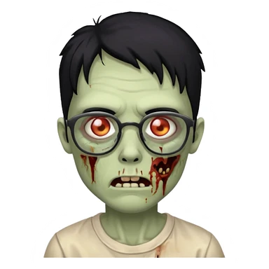 zumbie de cabelo preto,olhos pretos e oculos pequeno sticker