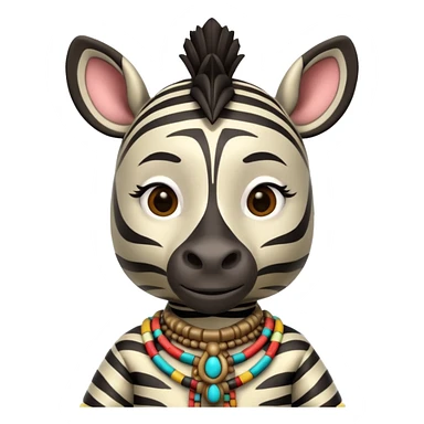 a-3d-cartoon-african-zebra-from-the-1800s-wearing-traditional-african-tribal-clothing,-calm-expression,-natural-background,-memoji-style-realism. sticker