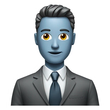 Business man with robot face sticker