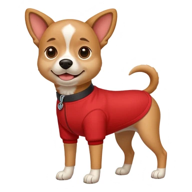 a dog with legs and arms with red clothers on sticker