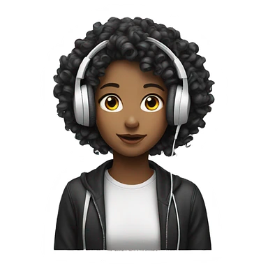 face earphones girl curly sticker