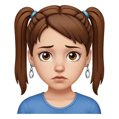 a white girl with brown hair in short pigtails with piercings frowning sticker