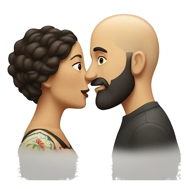 White bald man with dark beard kissing short Mexican woman with long dark wavy hair sticker
