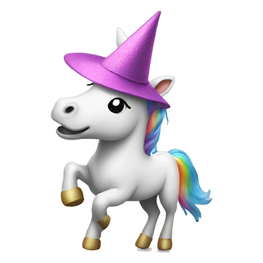 Unicorn with a cool hat dancing sticker