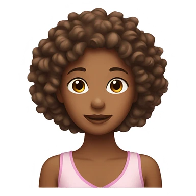 Girl with brown curly hair doing skin care sticker
