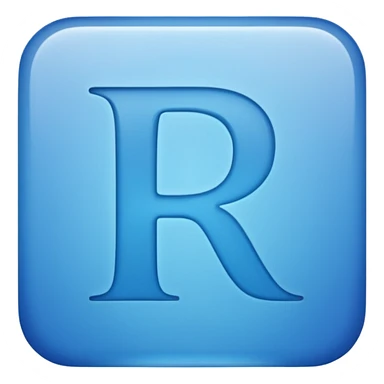 capital letter "R" printed in blue color square shape in center sticker