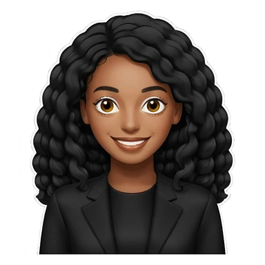 Solange, black long hair, black outfit sticker
