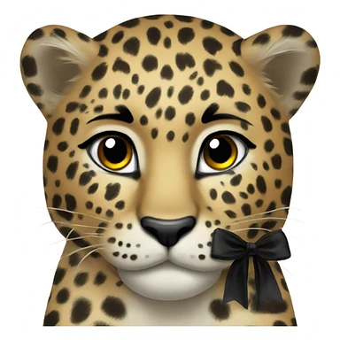 leopard with black bow  sticker