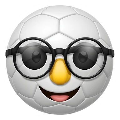 soccer ball wearing joke glasses and nose sticker