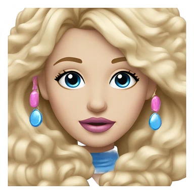 Blonde girl who’s getting a blowout blue eyes pink lips blue eyeshadow sticker
