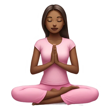 White skin Brunette Girl doing praying yoga pose in pink tones half body sticker