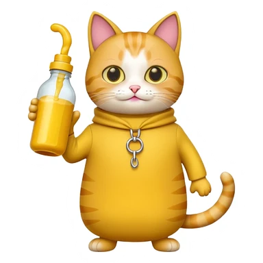 cat wearing mustard bottle costume  sticker