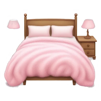 White bed with pink fluffy blanket and pink pillows  sticker