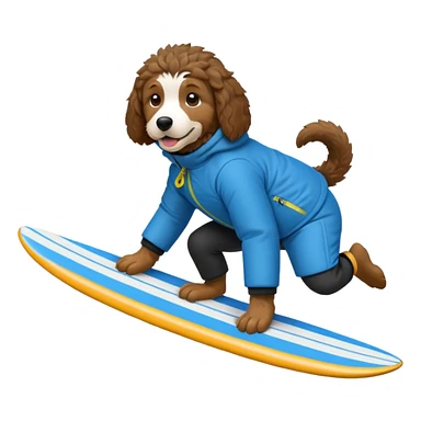 Bernedoodle surfing down an ski slope  sticker