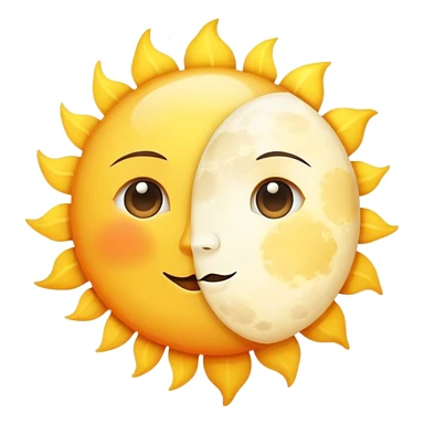 a really bright  big sun and a small moon who shines because of it. the sun is bigger and the moon bright too sticker