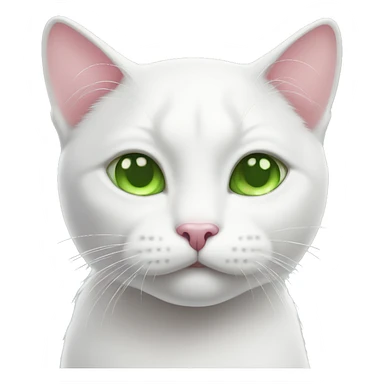white cat with green eyes and pink nose  sticker