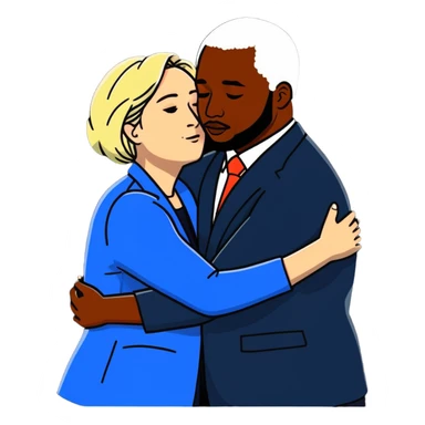 Marine le Pen hugging a black man sticker
