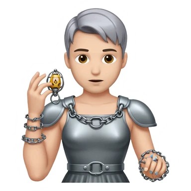 Submissive man wearing feminine clothes and chastity cage sticker