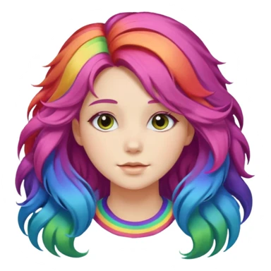 Young woman, fluffy voluminous hair in rainbow colors sticker
