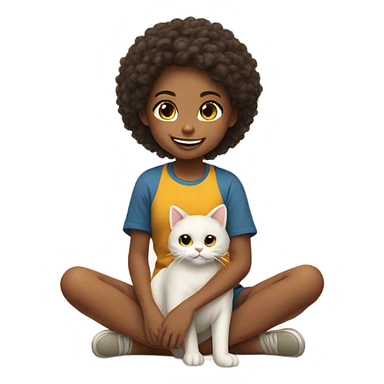 girl playing with cat sticker