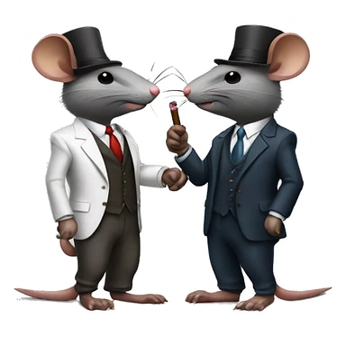 2 rats in mafia suits with cigars shaking hands after a business deal  sticker