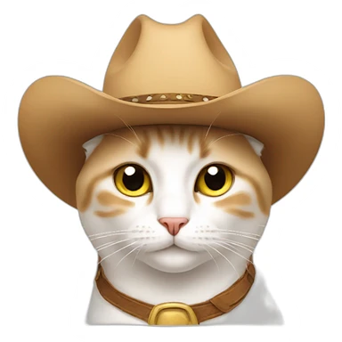 white cat wearing a cowboy hat sticker