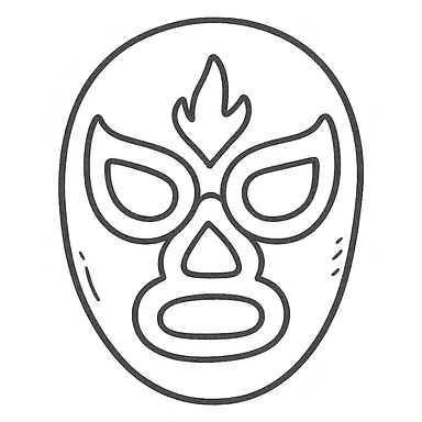 hand drawn outlined luchador mask icon sticker