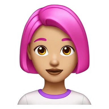 girl with neon pink bob haircut with purple eyes sticker