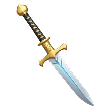 Clash of Clans aesthetic: Cinematic Playful Pixel 3D isometric  Sword Emoji, rendered in a 3D vector-style similar to standard emojis with minimal shading and bold, simplified shapes. A compact, distinct form with signature details, softly glowing with a pixelated adventure charm. Simplified yet unmistakably iconic, highly detailed and consistent, glowing with a soft radiance and high shine. Stylized with a touch of classic pixel-art charm and a soft glowing outline, capturing the essence of a beloved gaming relic with a friendly, playful manner! sticker