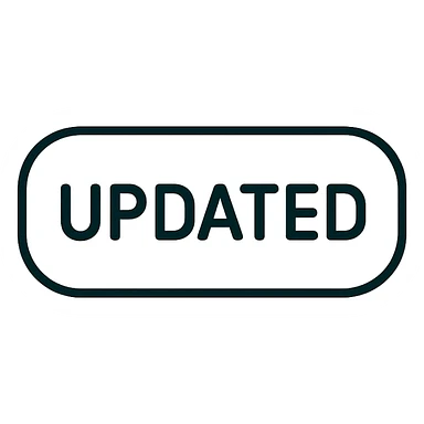 Change the button's blue color to #0BD9D9, keep the word 'updated', modern and clear style suitable for UI, maintain transparency background. sticker