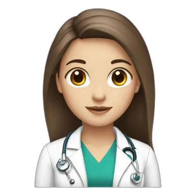 Girl white skin brown hair brown eyes doctor sticker