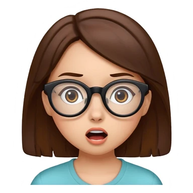 girl with black glasses, surprised expression sticker