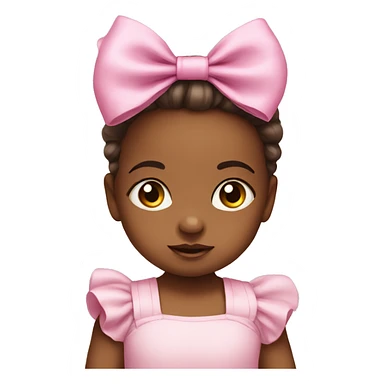 Baby girl wearing pink bow sticker
