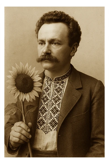 holds a sunflower in his hand sticker