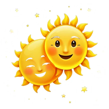 Moon and sun dancing in a dark nighty background  sticker