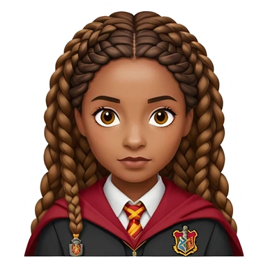 Angelina Johnson in harry potter, wear hogwarts gryfindor uniform, African Braided Hair sticker